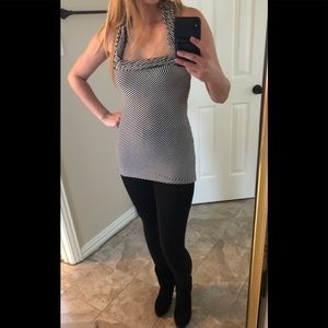 Black & White Striped Top - Backless, Pinup Style